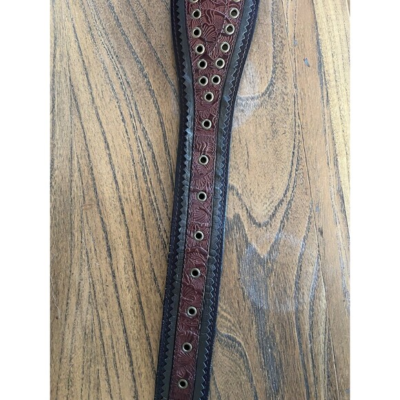 Chico’s Vintage Brass Buckle & Rivets Botanical Tooled Design Size 34"-38" - Picture 3 of 7